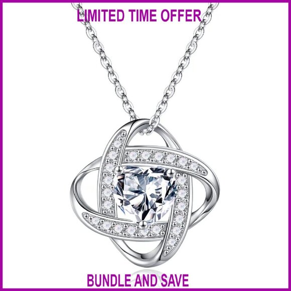 925 Sterling Silver Love Knot Birthstone Necklace 18+2